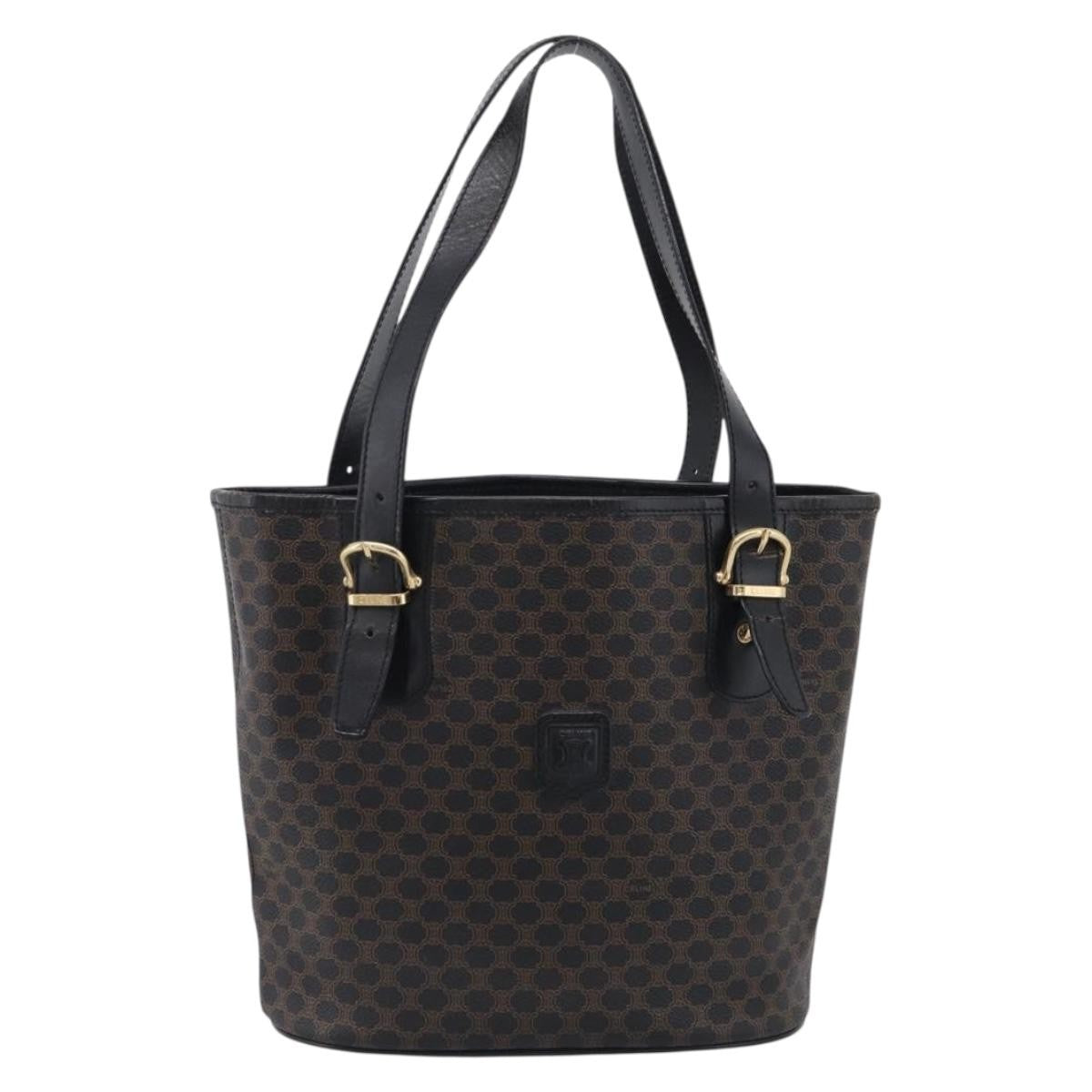 Celine C Macadam Tote Pvc Leather/ Macadam Canvas Black Canvas Shoulder Bag Bag (Pre-Owned)