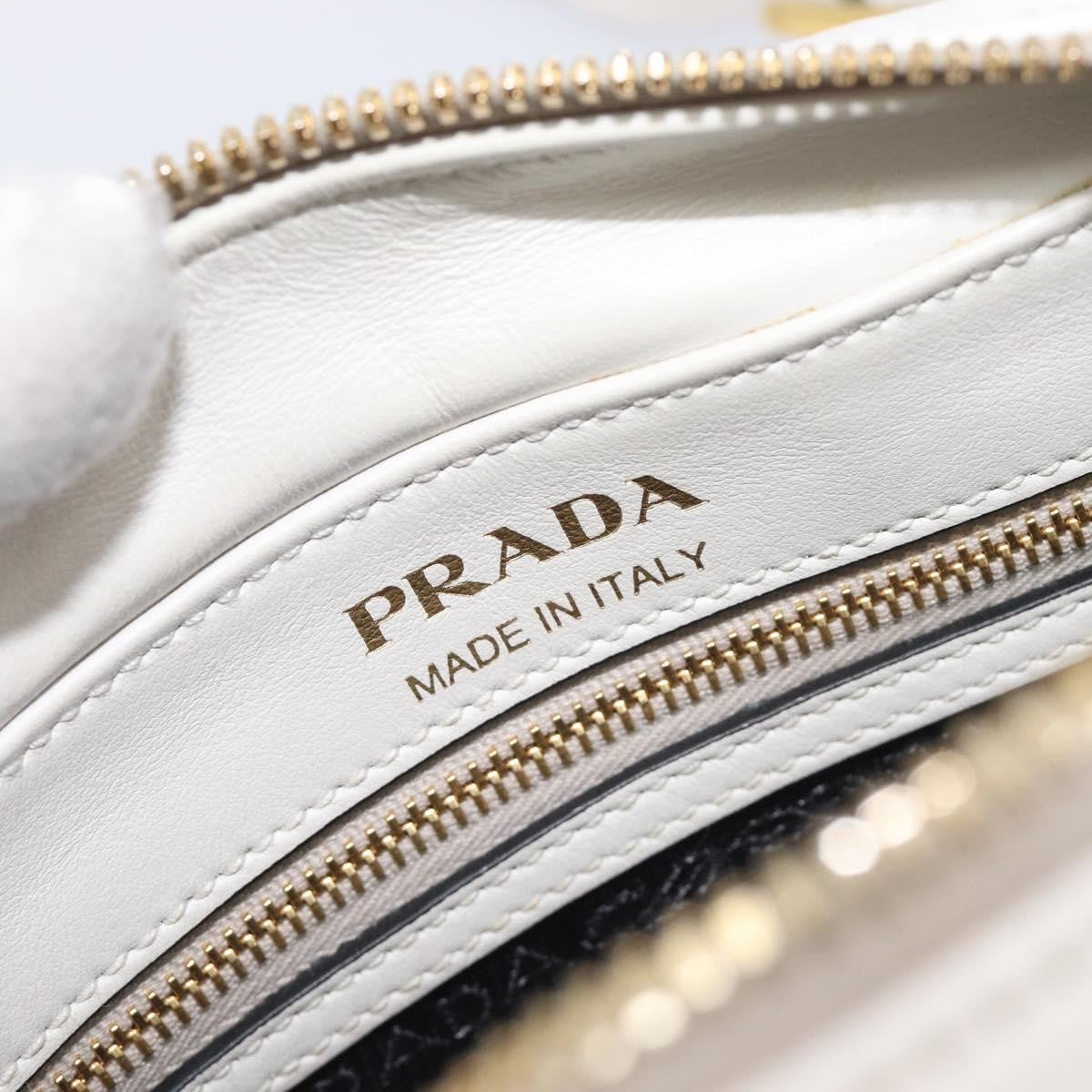 Prada Mirage Camera Leather White Leather Handbag (Pre-Owned)