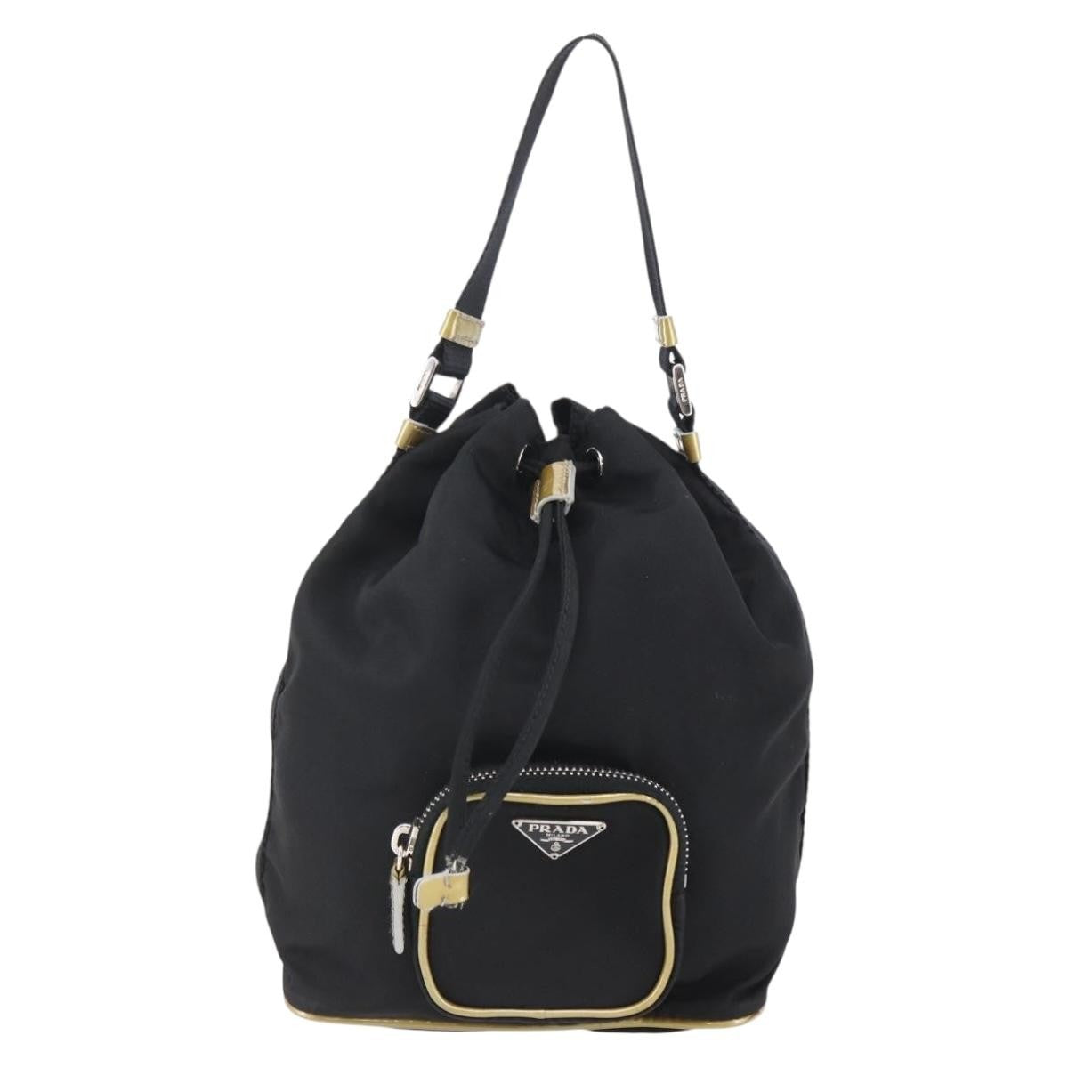Prada Duet Drawstring Bucket Tessuto Black Nylon Bag (Pre-Owned)