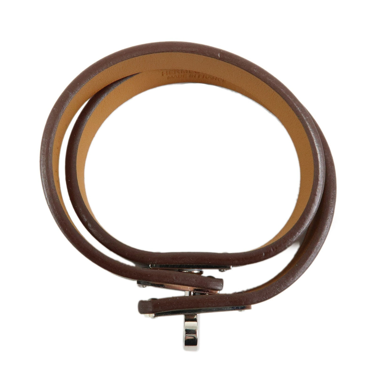 Hermes Kelly Double Tour Leather Greige Leather Bracelet Jewelry (Pre-Owned)
