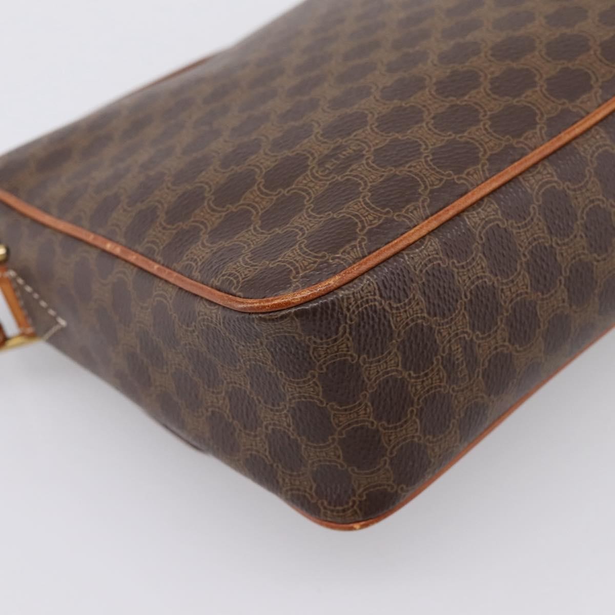 Celine Vintage Macadam Circle Logo Canvas And Leather Brown Canvas Shoulder Bag Bag (Pre-Owned)