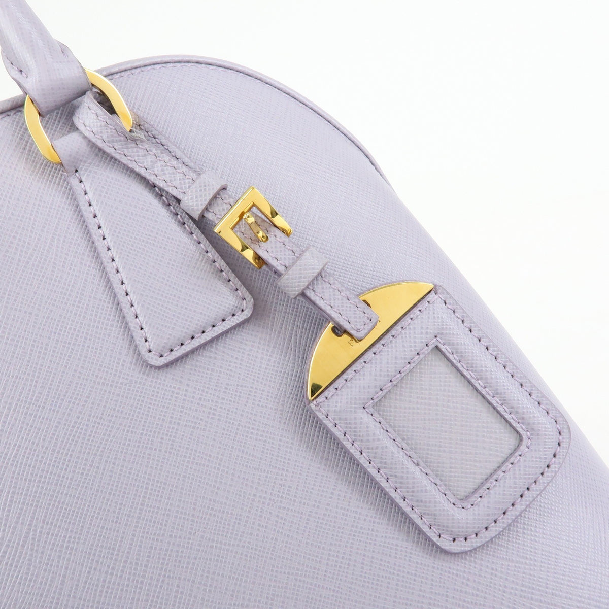 Prada Open Promenade Saffiano Leather Purple Leather Handbag (Pre-Owned)