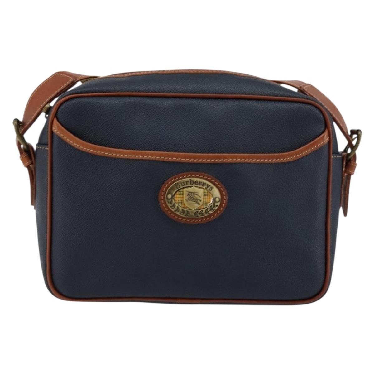 Burberry Vintage Leather Navy Leather Shoulder Bag Bag (Pre-Owned)