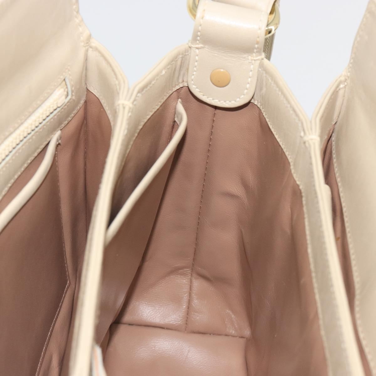 Gucci Vintage Convertible Box Leather Beige Leather Handbag (Pre-Owned)