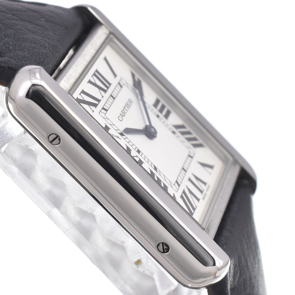 Cartier Must De Cartier Tank Quartz Stainless Steel And Leather Watch (Pre-Owned)