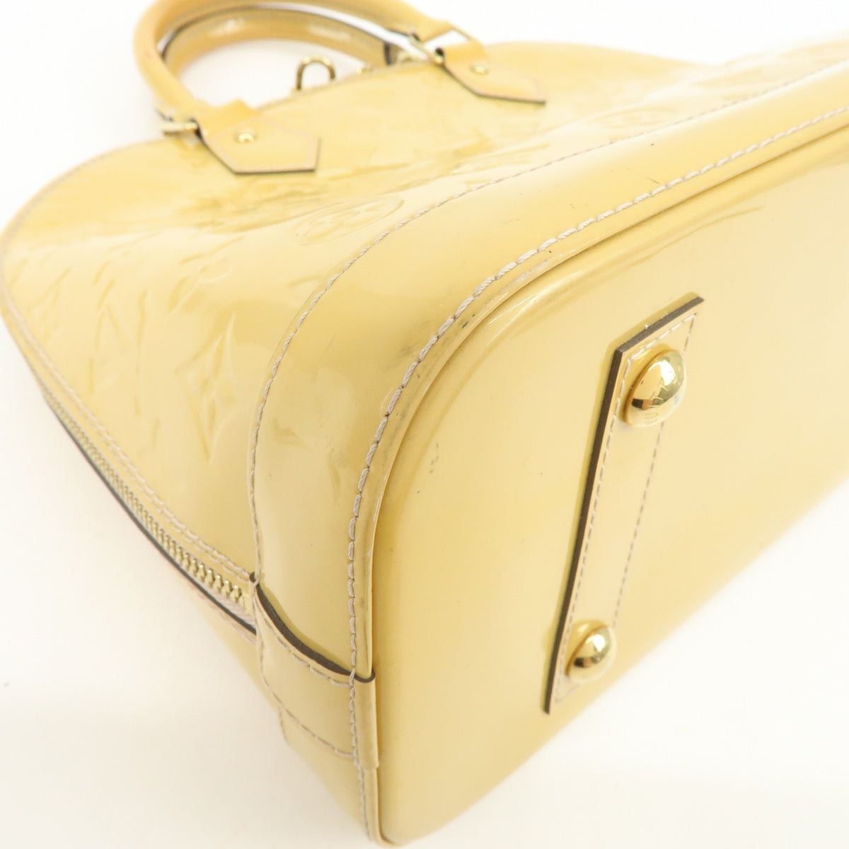 Louis Vuitton Alma Monogram Vernis Yellow Patent_Leather Handbag (Pre-Owned)