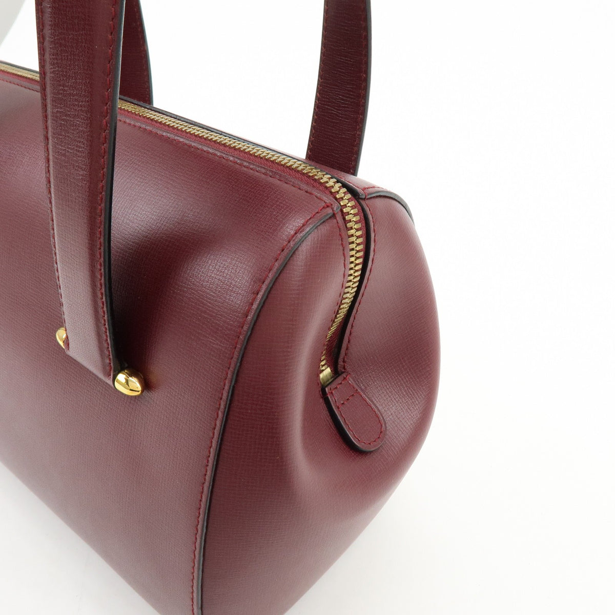 Cartier Must De Cartier Boston Leather Burgundy Leather Travel Bag Bag (Pre-Owned)