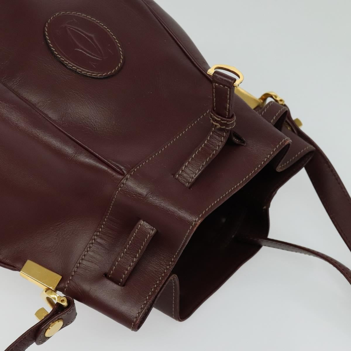Cartier Must De Cartier Leather Burgundy Leather Shoulder Bag Bag (Pre-Owned)