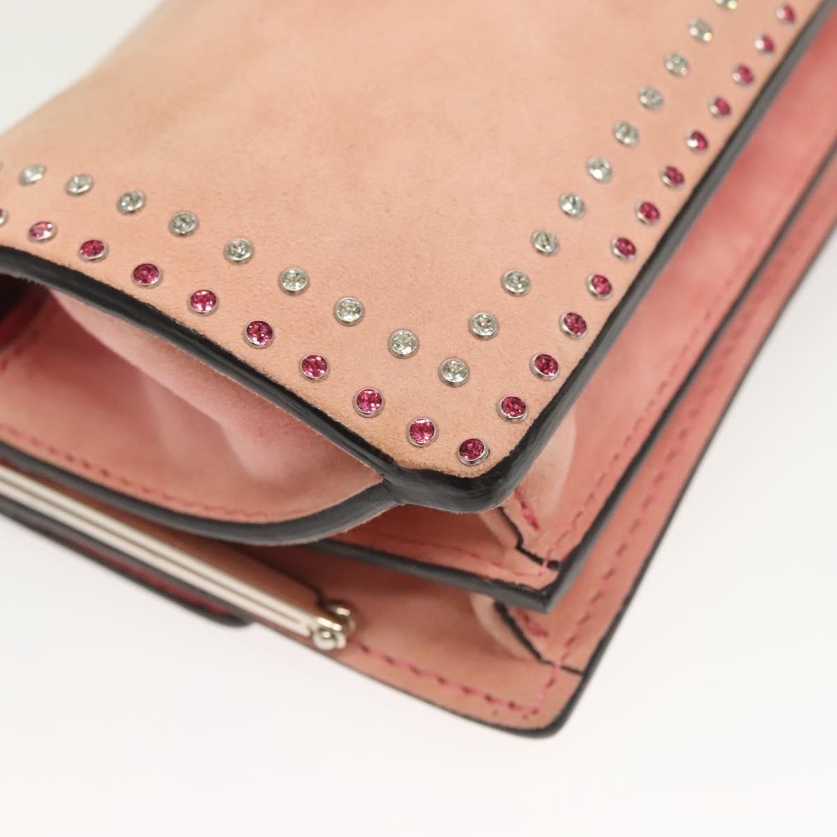Valentino Garavani Turnlock Chain Suede Pink Suede Shoulder Bag Bag (Pre-Owned)