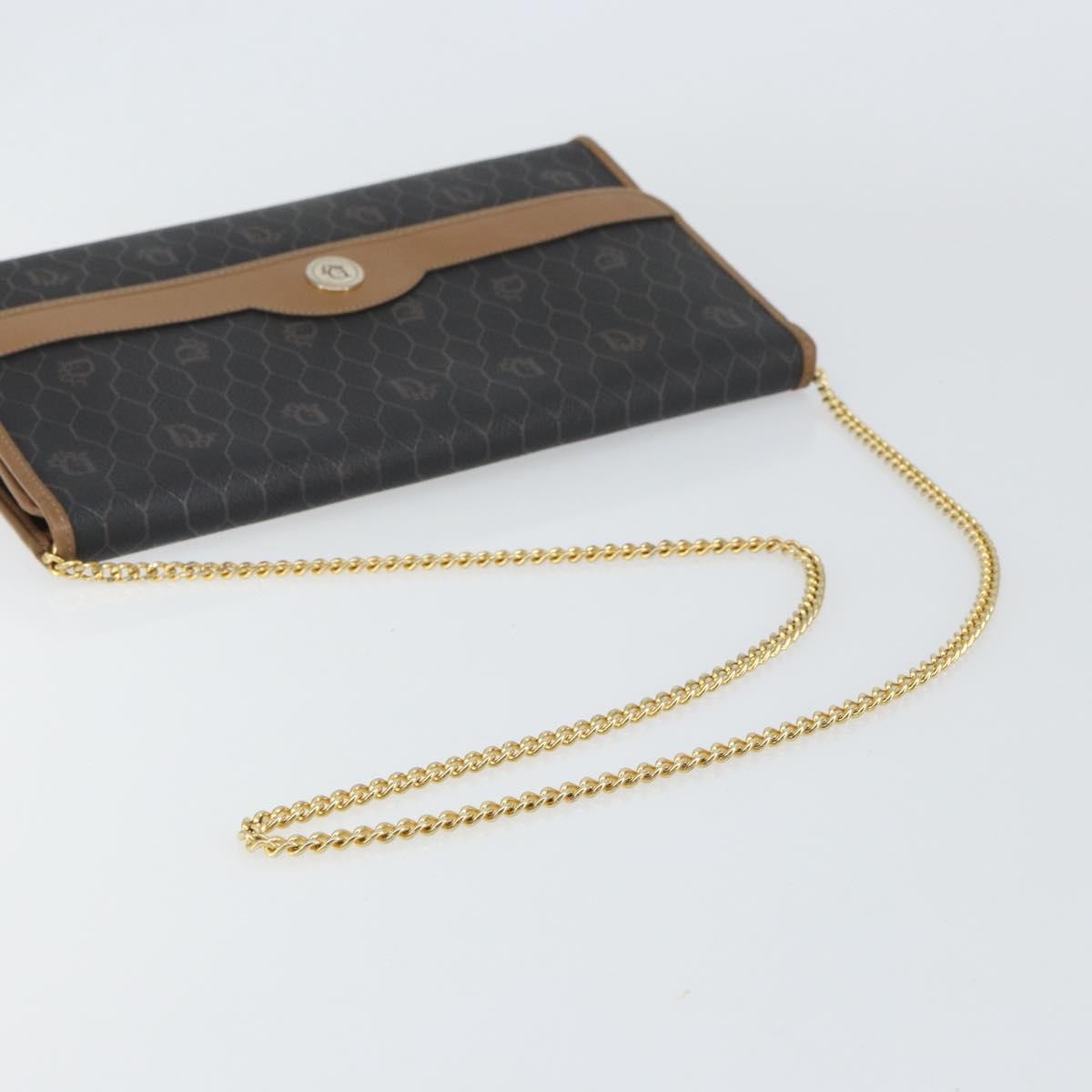 Christian Dior Vintage Honeycomb Chain Canvas Black Canvas Shoulder Bag Bag (Pre-Owned)