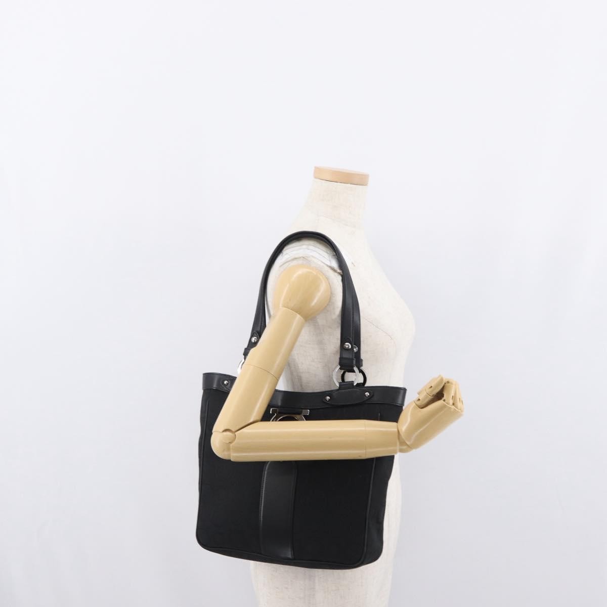 Salvatore Ferragamo Vintage Canvas Black Canvas Tote Bag Bag (Pre-Owned)