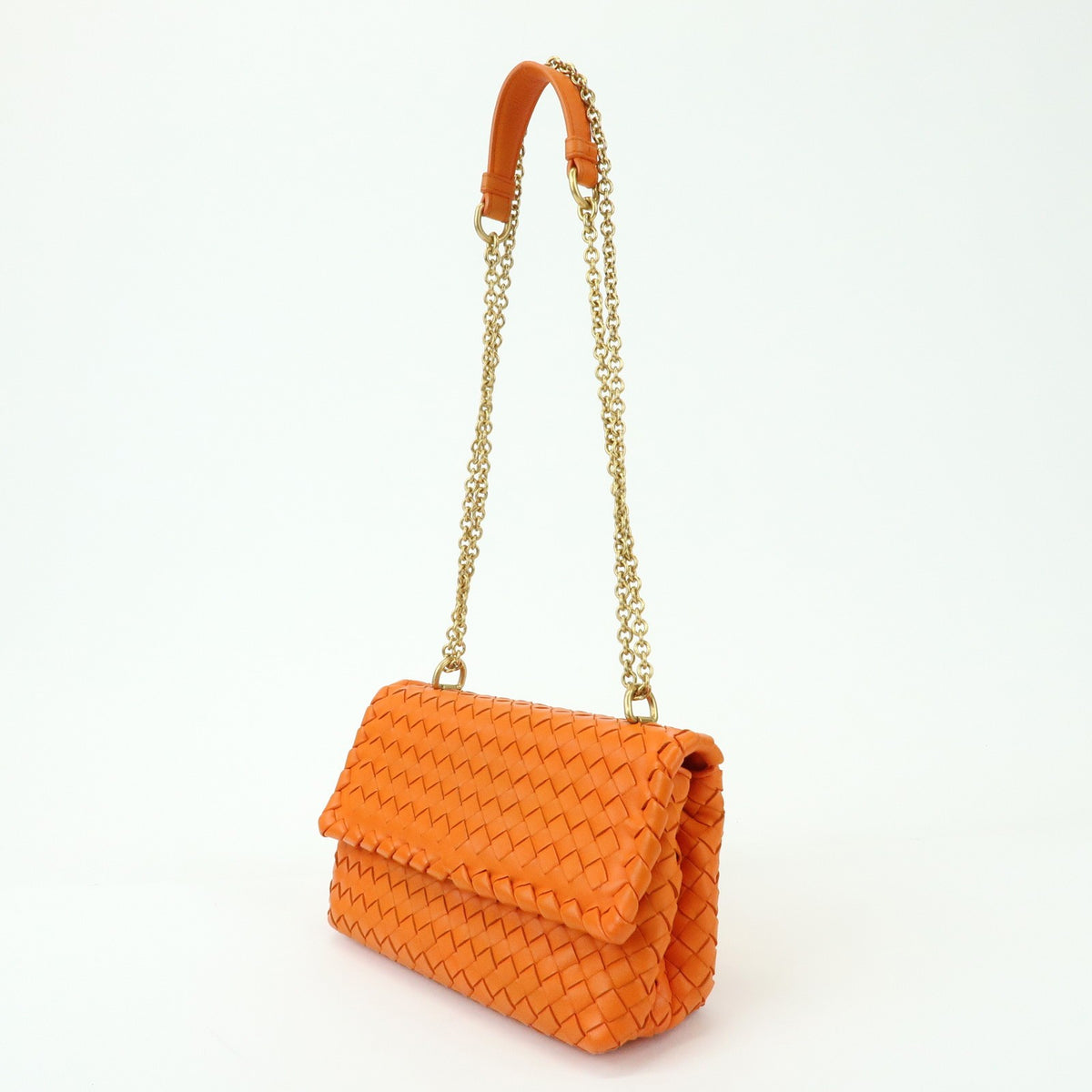 Bottega Veneta Olimpia Intrecciato Nappa Orange Leather Crossbody Bag Bag (Pre-Owned)