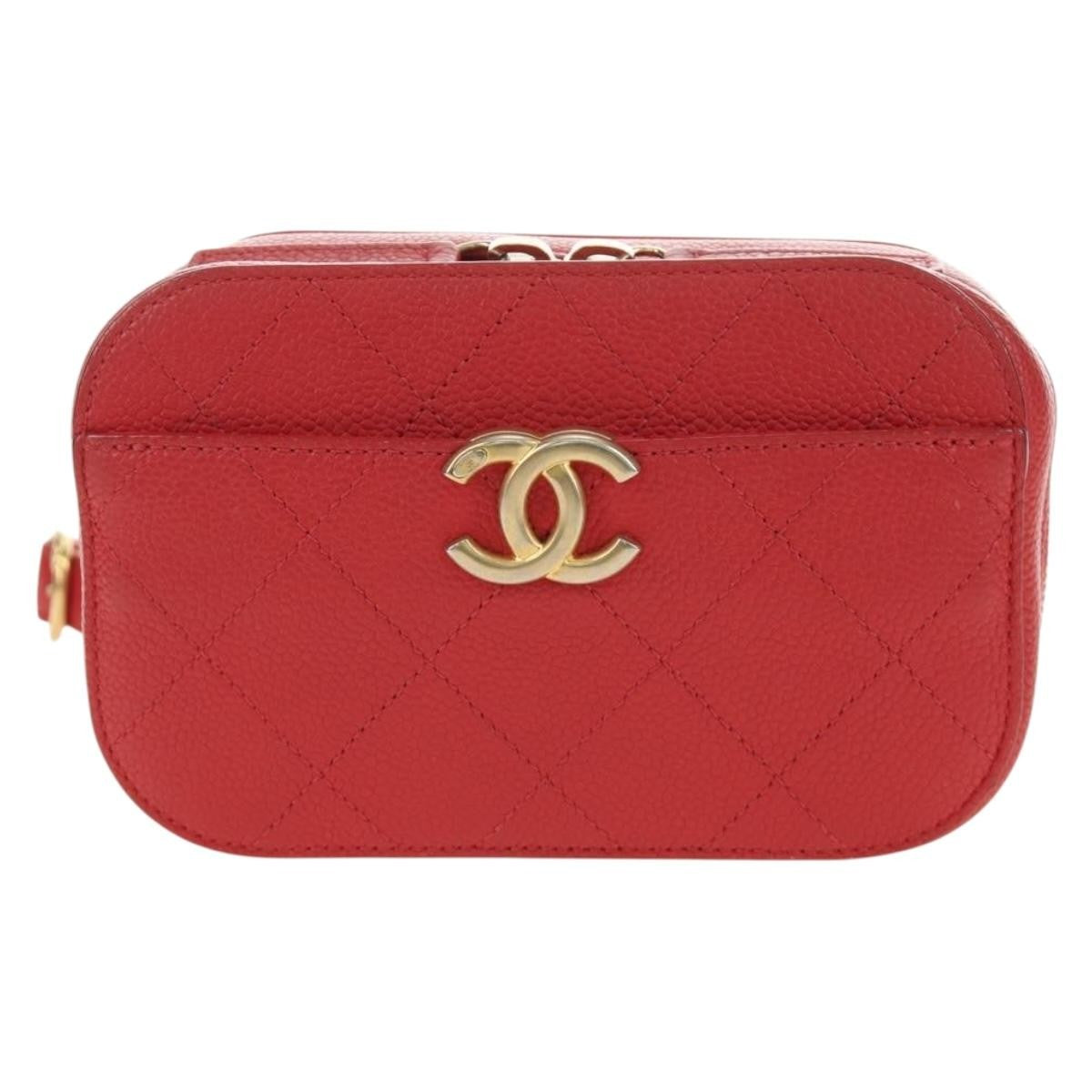 Chanel Chic Affinity Belt Stitched Caviar Red Leather Shoulder Bag Bag (Pre-Owned)