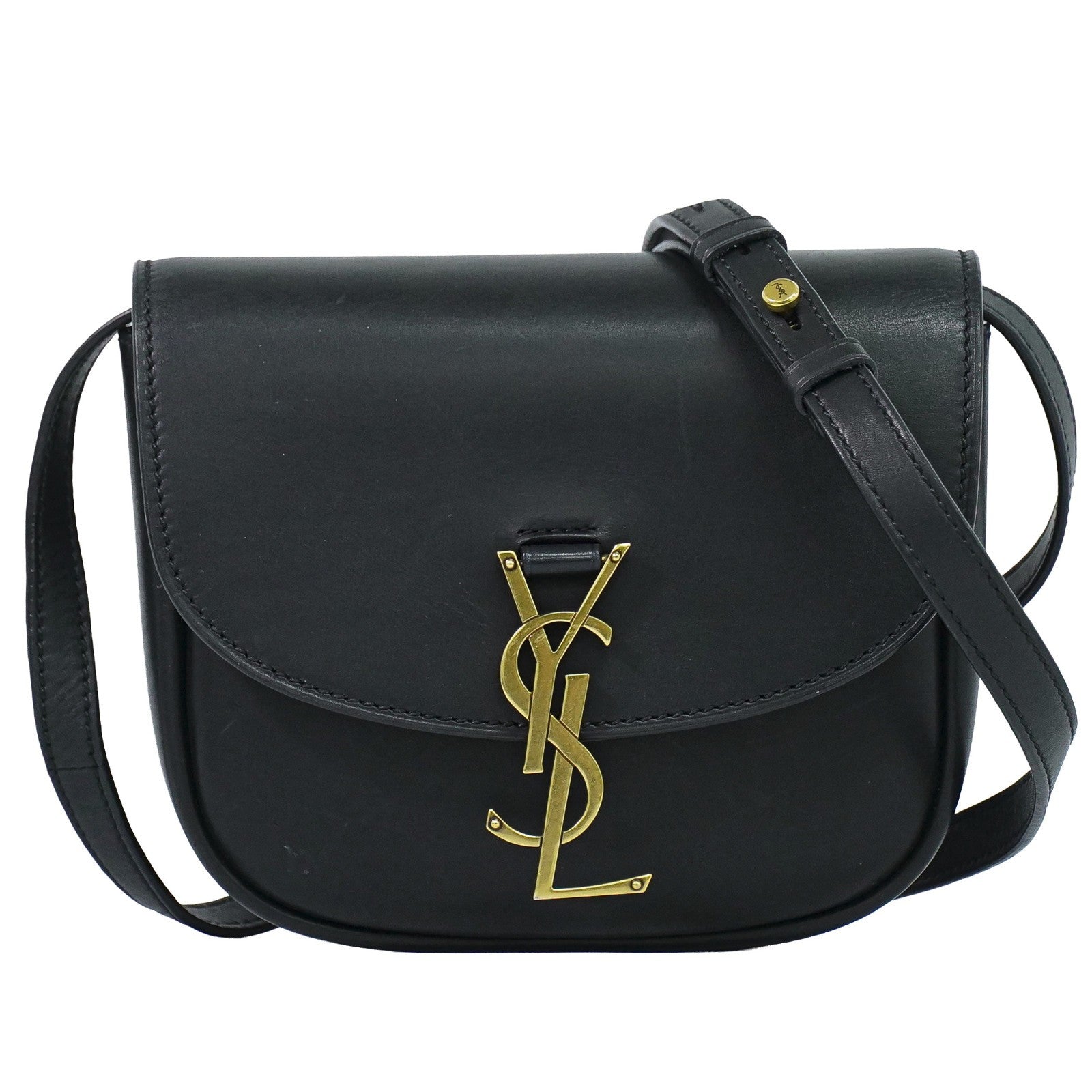 Saint Laurent Kaia Leather Black Leather Shoulder Bag Bag (Pre-Owned)