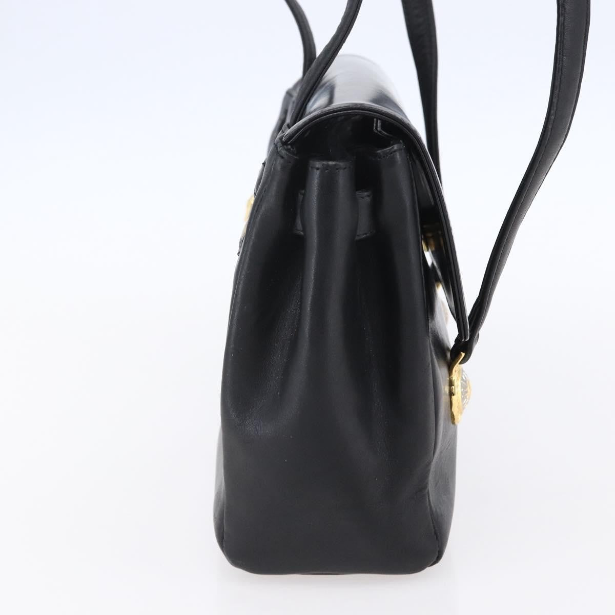 Versace Vintage Leather Black Leather Shoulder Bag Bag (Pre-Owned)