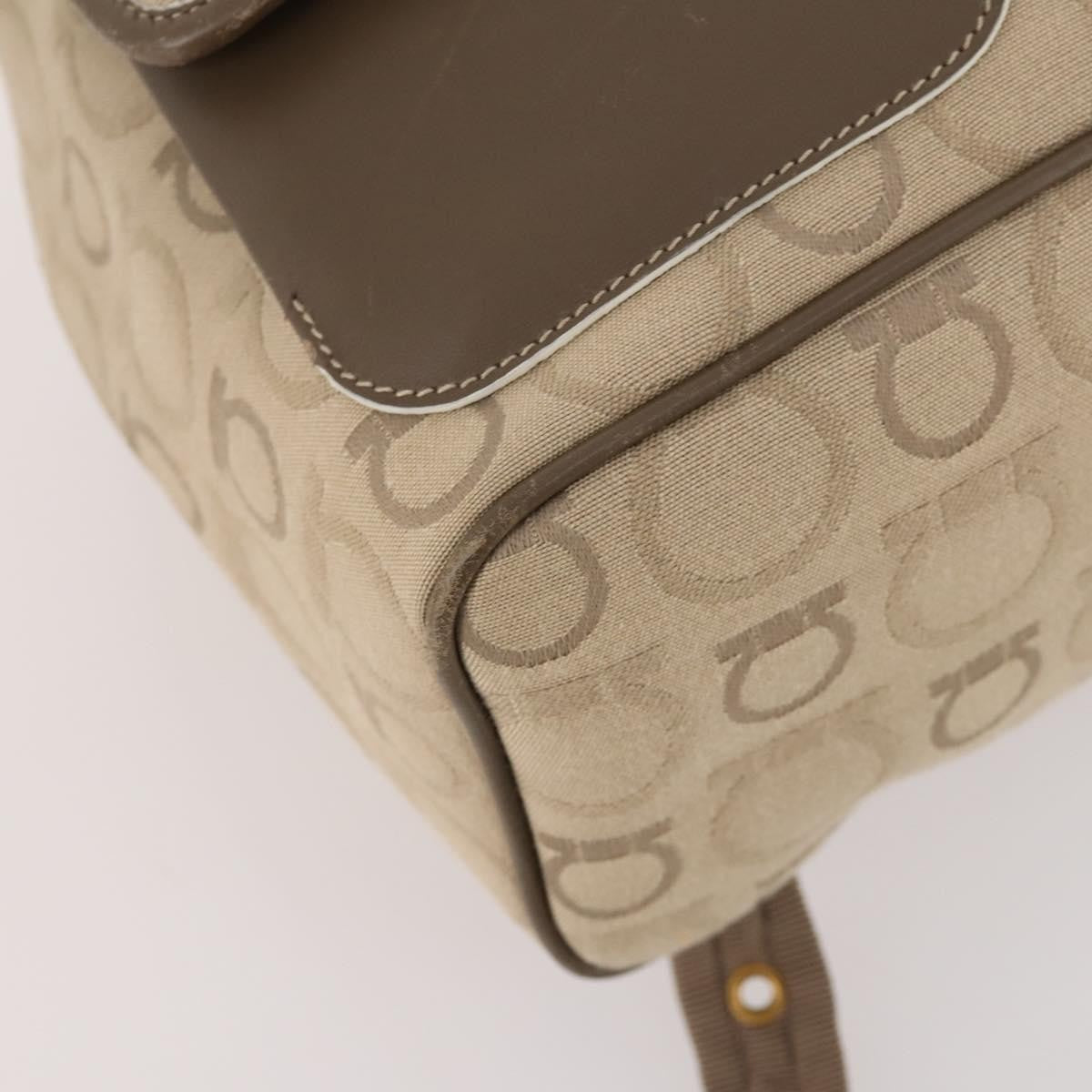 Salvatore Ferragamo Gancini Canvas Beige Canvas Backpack Bag (Pre-Owned)