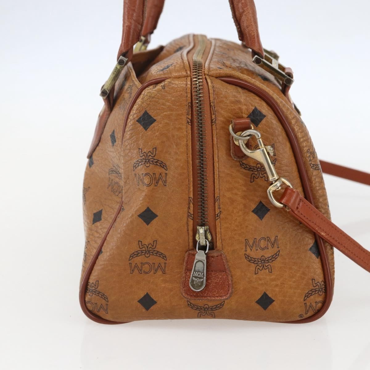 MCM Visetos Logogramme Leather Brown Leather Handbag (Pre-Owned)