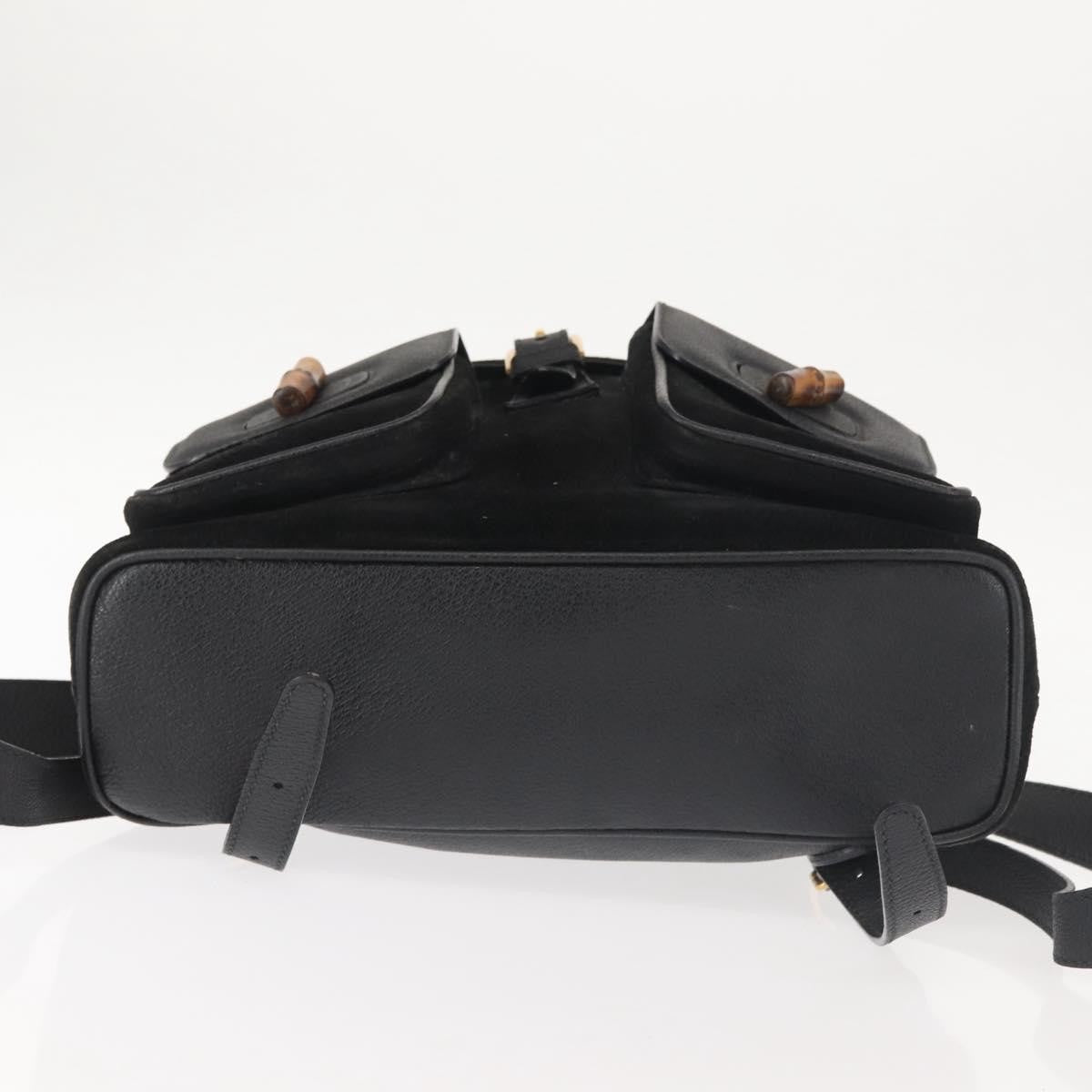 Gucci Vintage Bamboo Suede Black Suede Backpack Bag (Pre-Owned)