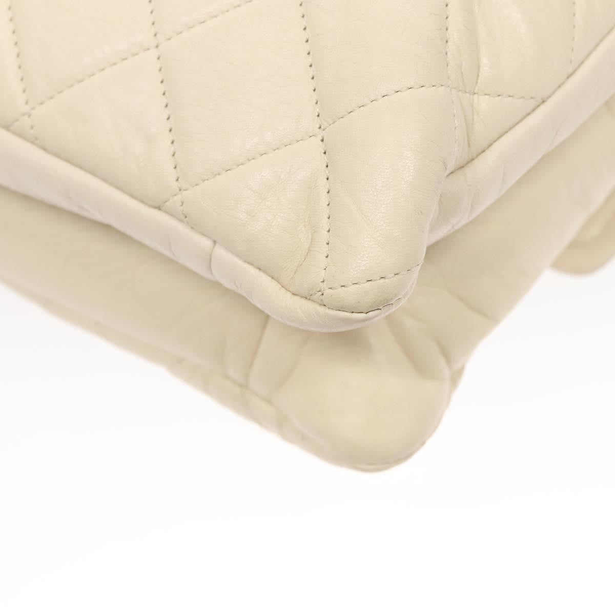 Chanel Padded Envelope Flap Quilted Aged Calfskin White Leather Shoulder Bag Bag (Pre-Owned)