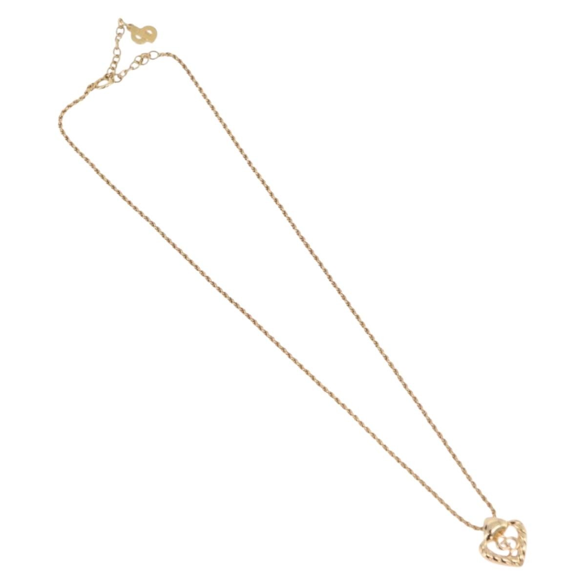 Christian Dior Vintage Cd Heart Pendant Metal Gold Metal Necklace Jewelry (Pre-Owned)