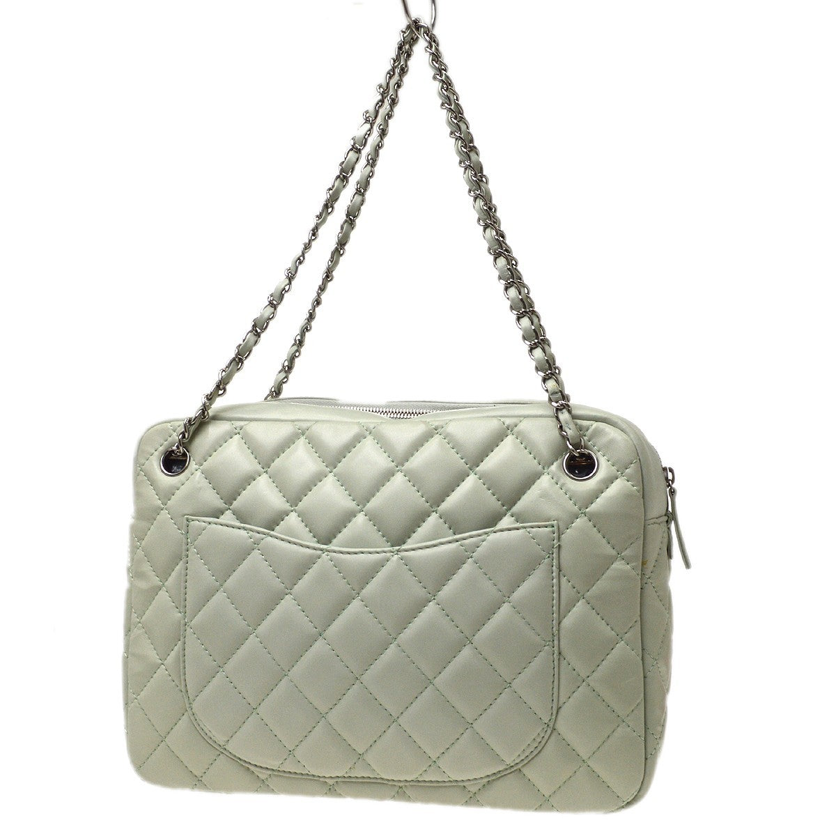 Chanel Camera Case Quilted Lambskin Blue Leather Handbag (Pre-Owned)