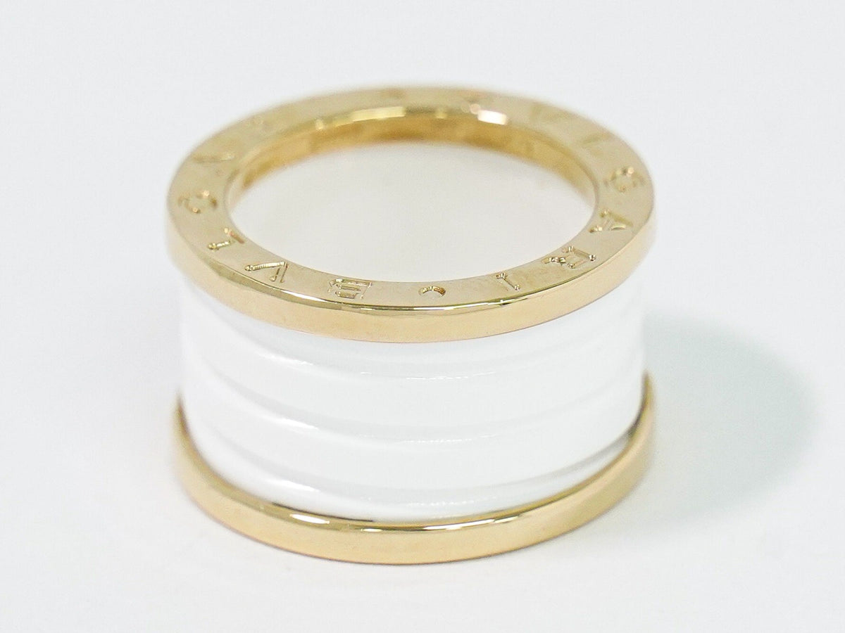 Bvlgari B.Zero1 Three Band 18K Yellow Gold And Ceramic Gold Yellow_Gold Ring Jewelry (Pre-Owned)