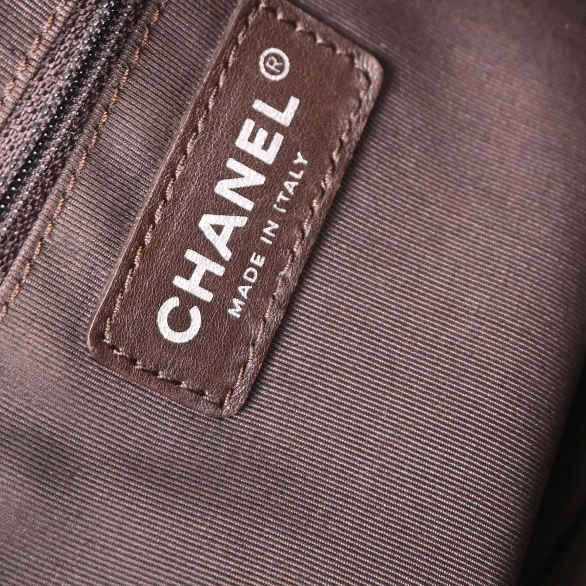 Chanel All Day Long Chevron Leather Brown Leather Tote Bag Bag (Pre-Owned)