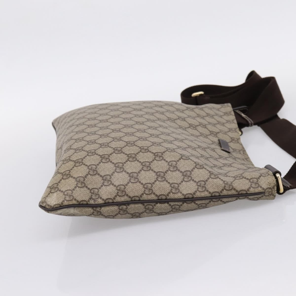 Gucci Zip Top Messenger Gg Coated Canvas Beige Canvas Handbag (Pre-Owned)