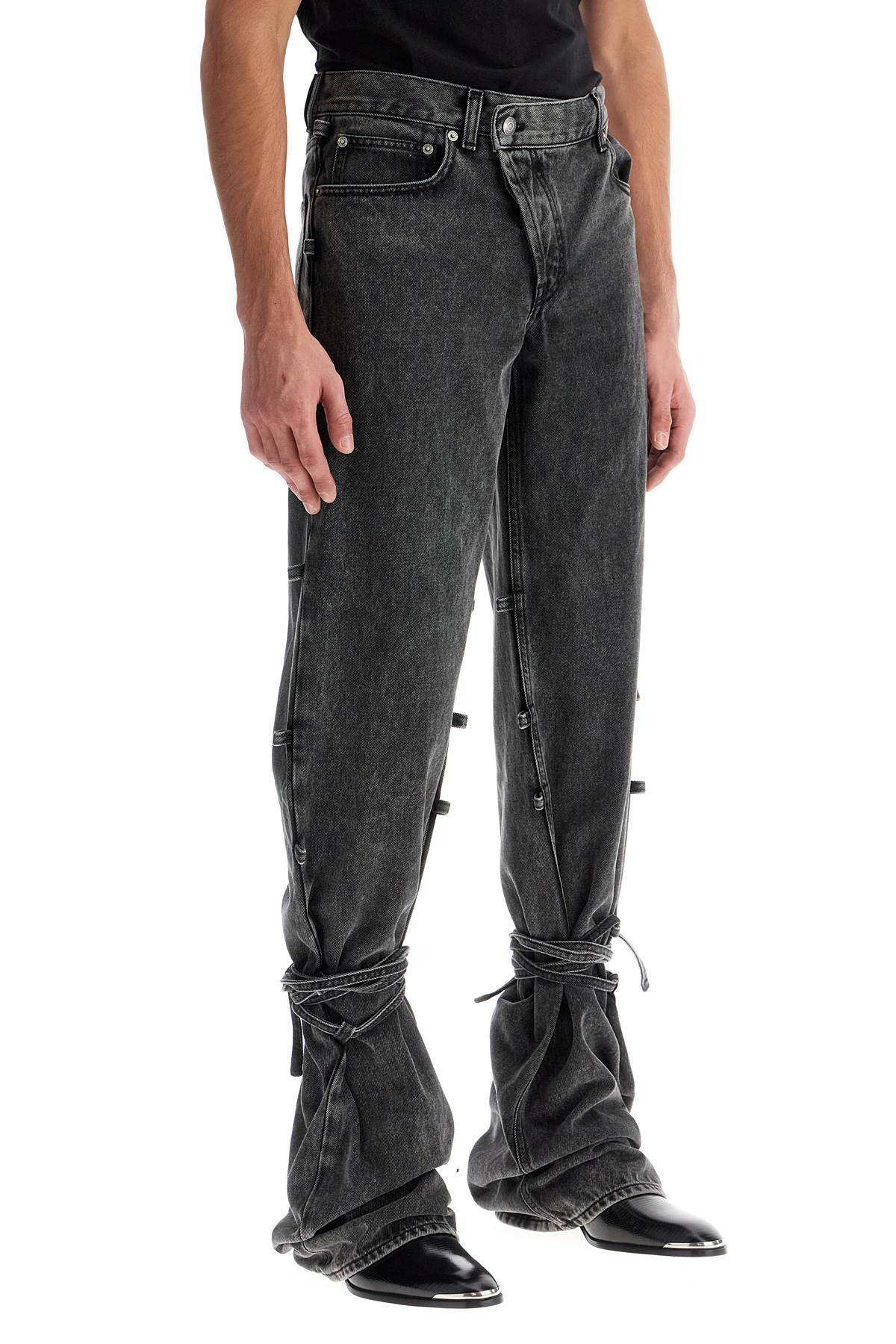 Alexander Mcqueen Men's Baggy Jeans With Knotted Detail