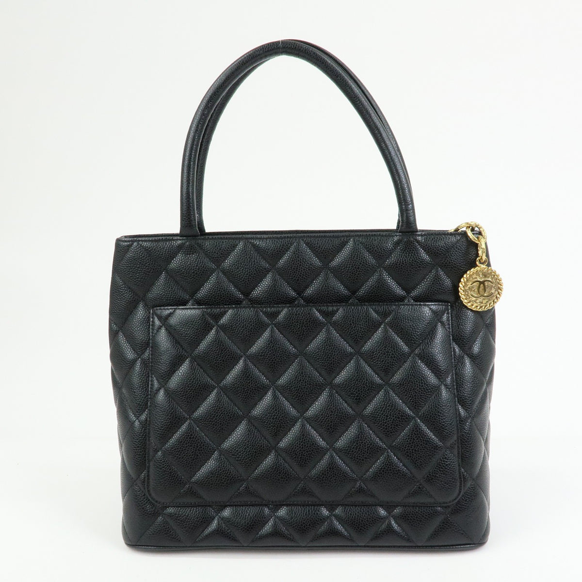 Chanel Medallion Quilted Caviar Black Crocodile_Skin Tote Bag Bag (Pre-Owned)