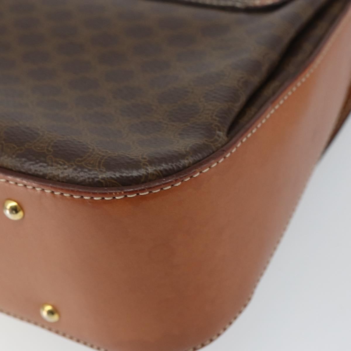 Celine Vintage Convertible Top Handle Macadam Coated Canvas Brown Pvc Handbag (Pre-Owned)