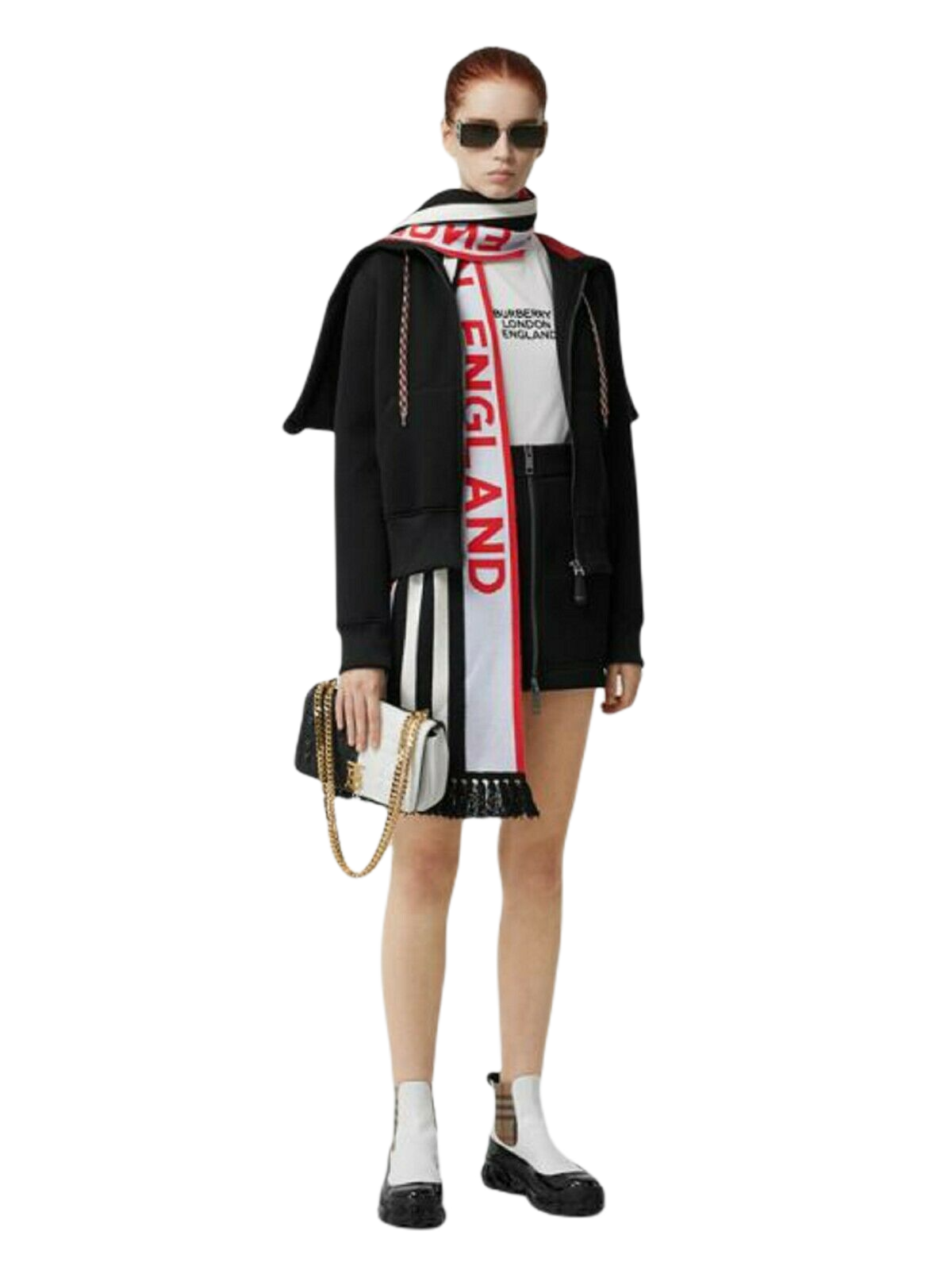 Blue Red White Cashmere Long Scarf Logo