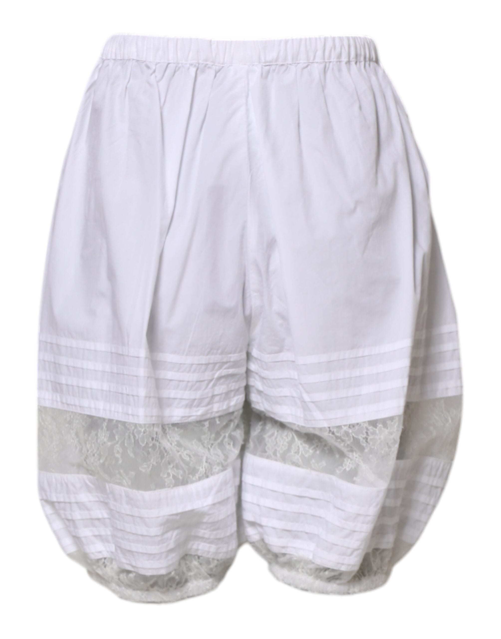 Dolce & Gabbana White Lace Paneled Cotton High Waisted Women's Shorts (Pre-Owned)