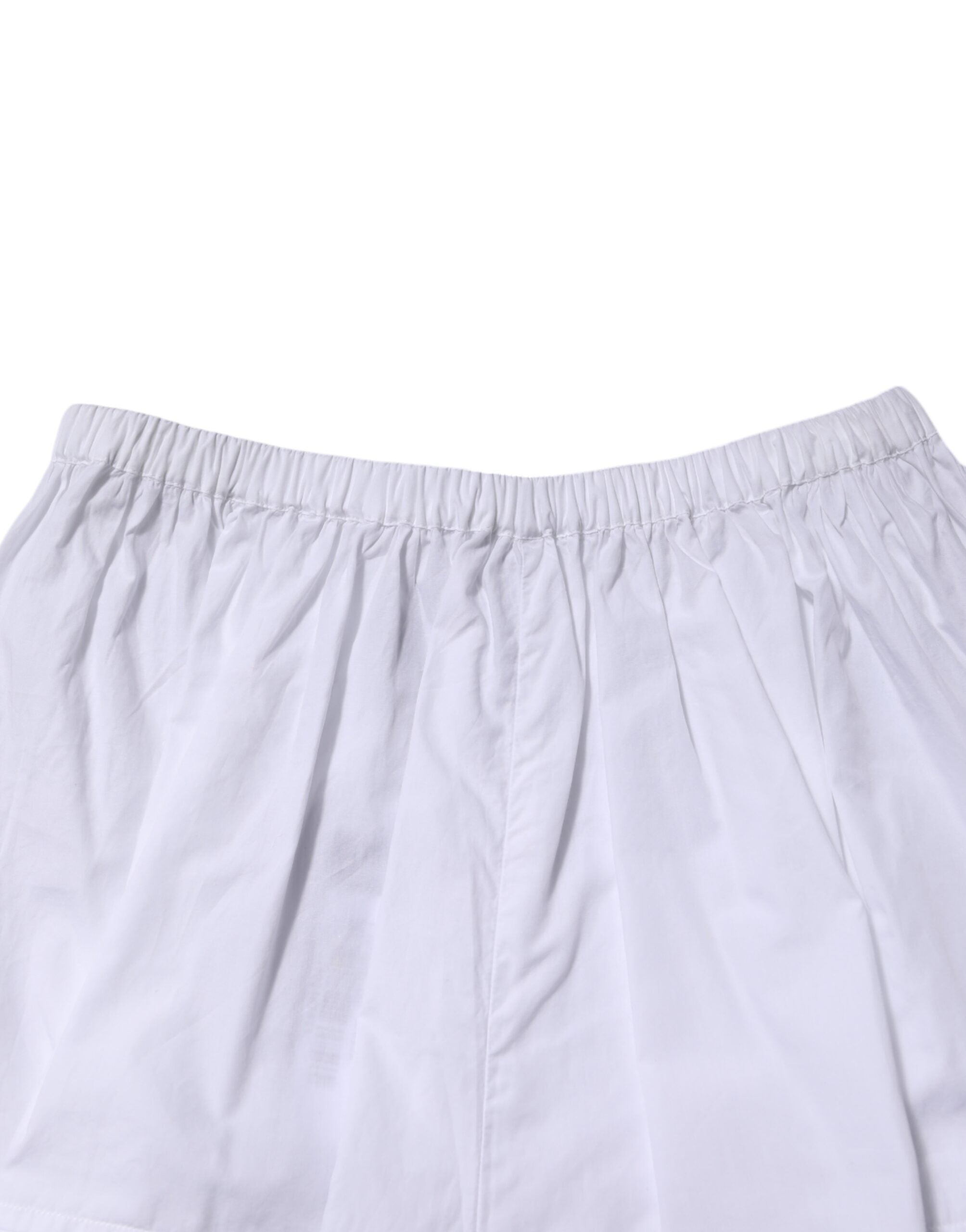 Dolce & Gabbana White Lace Paneled Cotton High Waisted Women's Shorts (Pre-Owned)