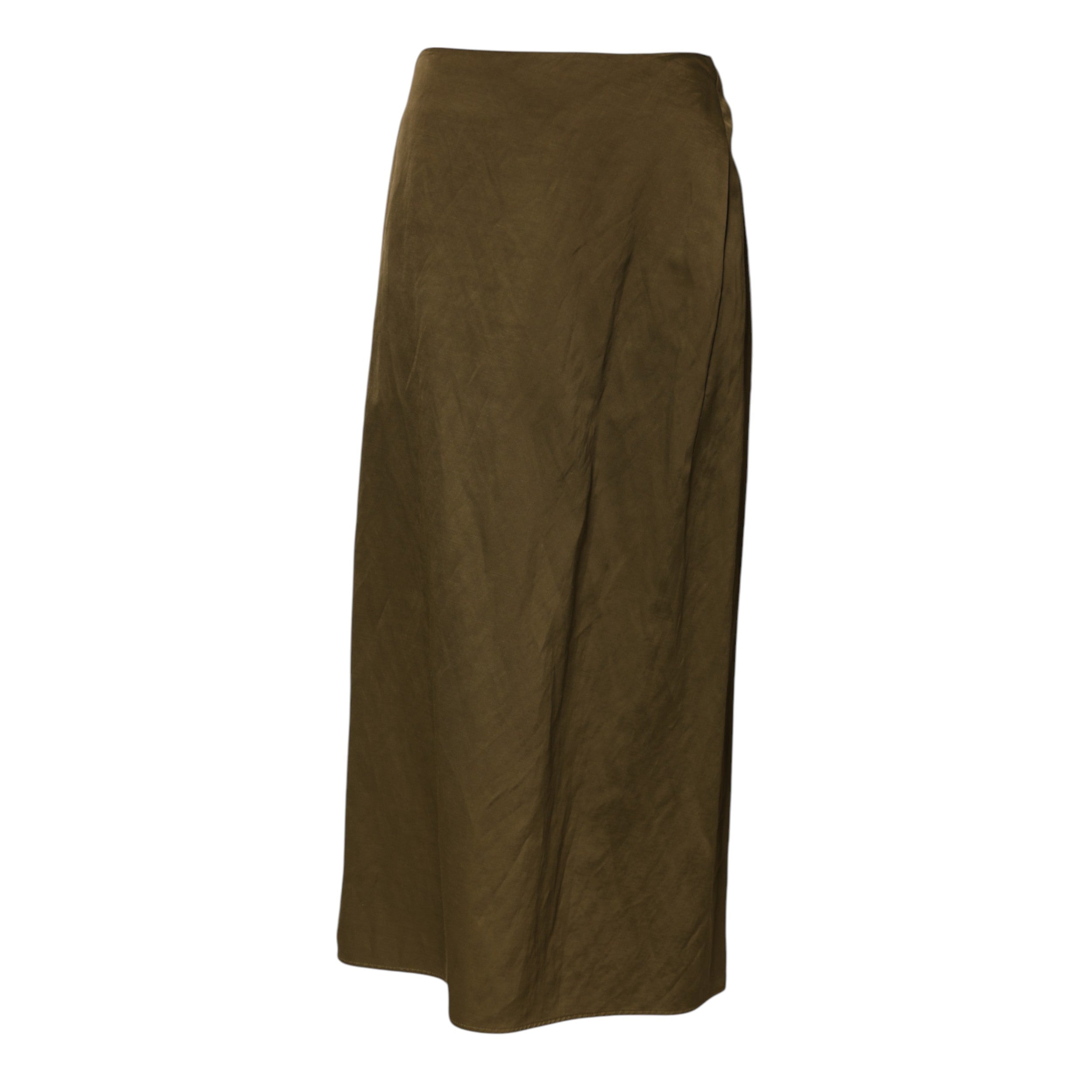 Jil Sander Olive Green Viscose A-line High Waist Midi Women's Skirt (Pre-Owned)