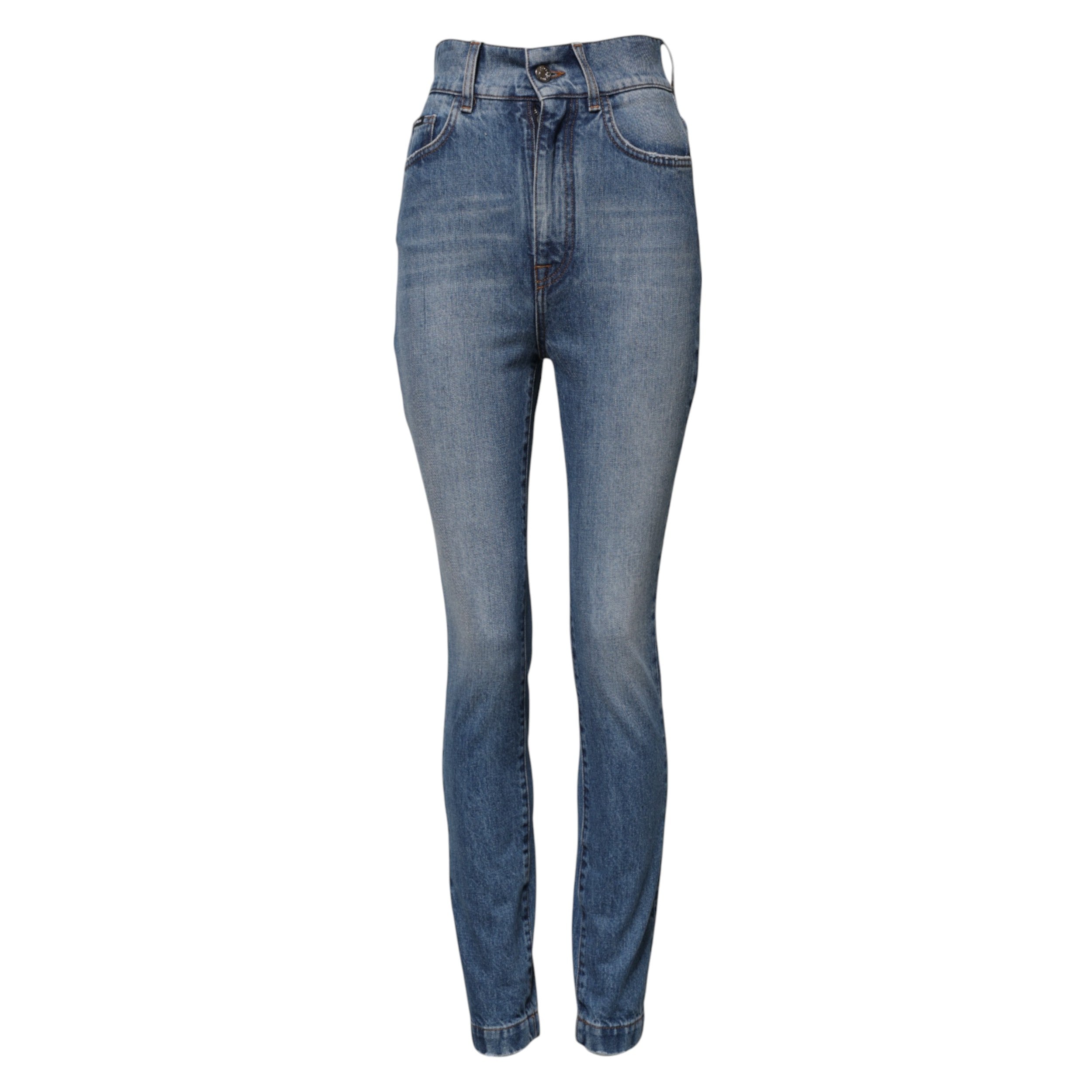 Dolce & Gabbana Blue Washed Skinny High Waist Denim Women's Jeans