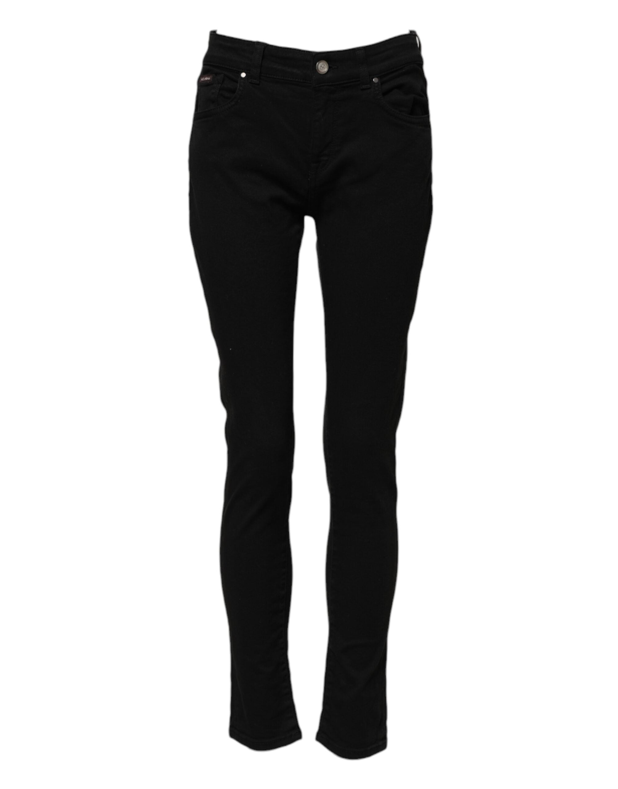 Dolce & Gabbana Black Cotton Logo Skinny Mid Waist Denim Women's Jeans