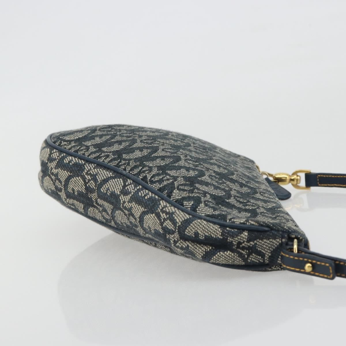 Christian Dior Vintage Saddle Bag Canvas Navy Canvas Clutche & Pouche Bag (Pre-Owned)
