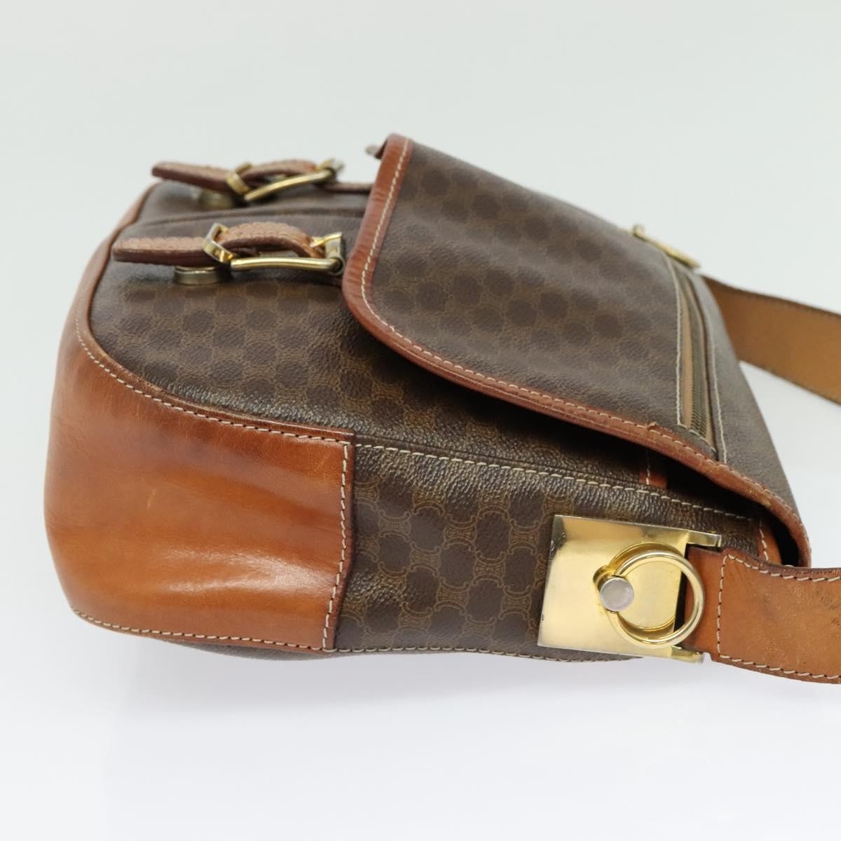 Celine Vintage Macadam Canvas And Leather Brown Canvas Shoulder Bag Bag (Pre-Owned)