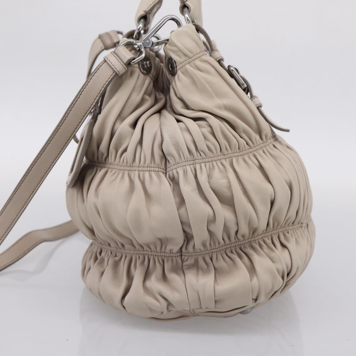 Prada Gaufre Convertible Nappa Leather Beige Leather Tote Bag Bag (Pre-Owned)