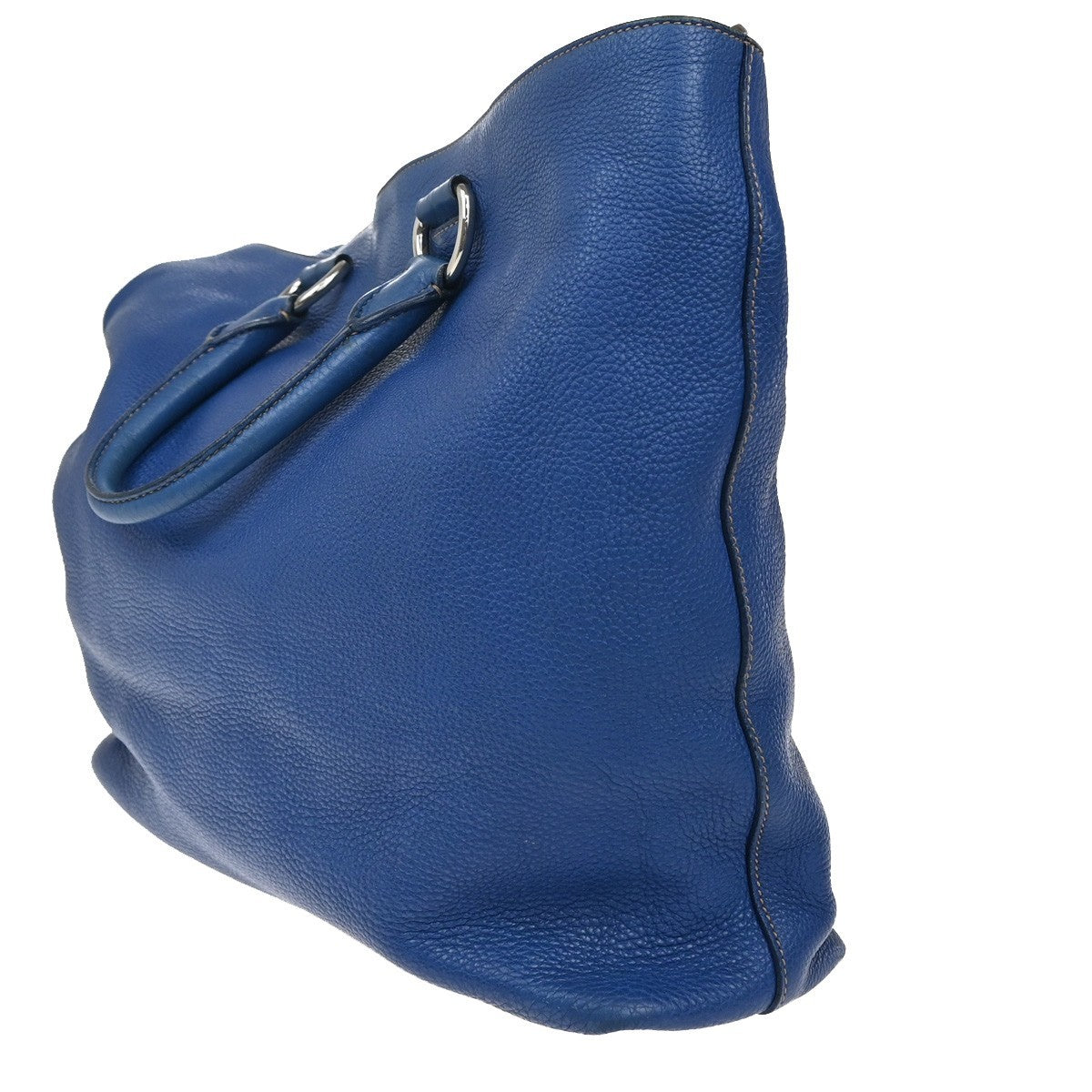 Prada Vintage Tote Leather Blue Leather Tote Bag Bag (Pre-Owned)