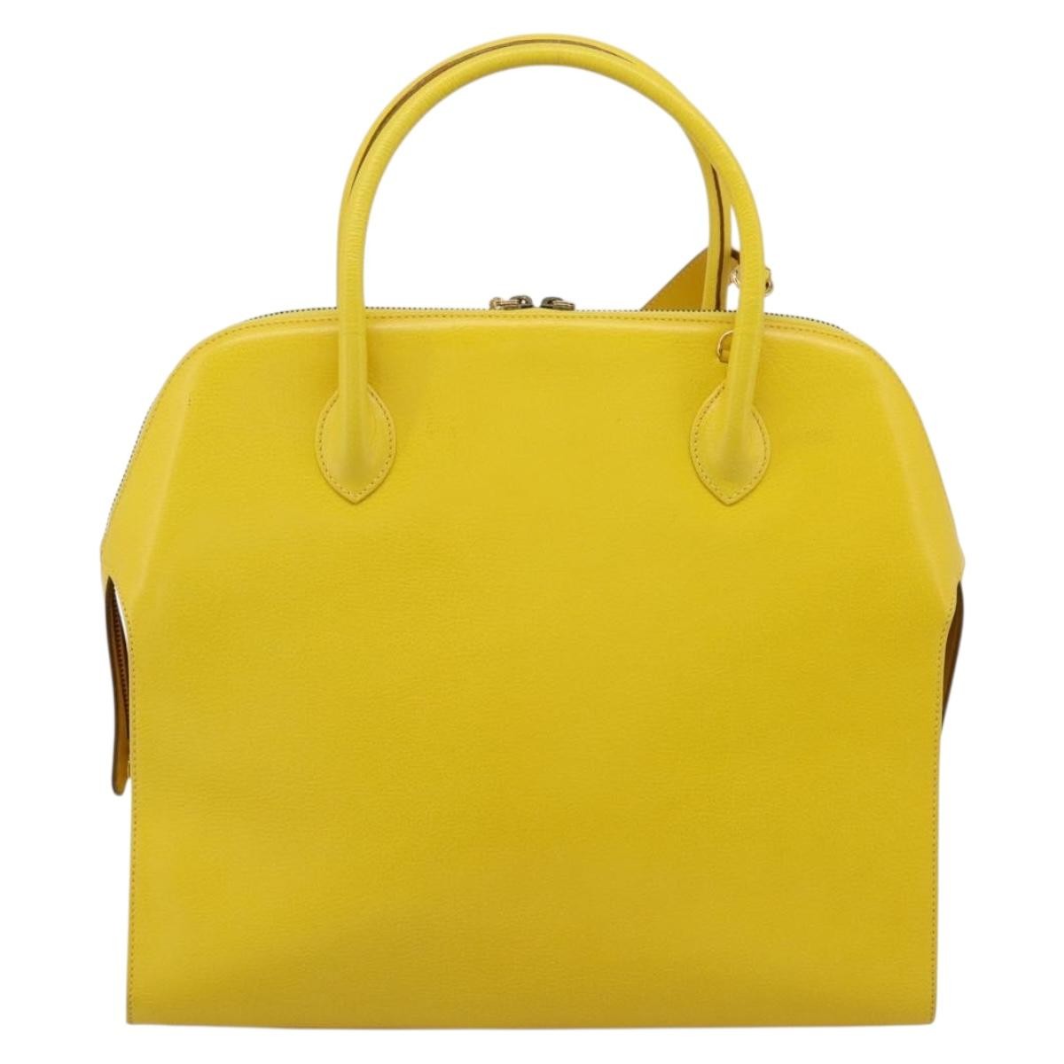Salvatore Ferragamo Gancini Leather Yellow Leather Handbag (Pre-Owned)