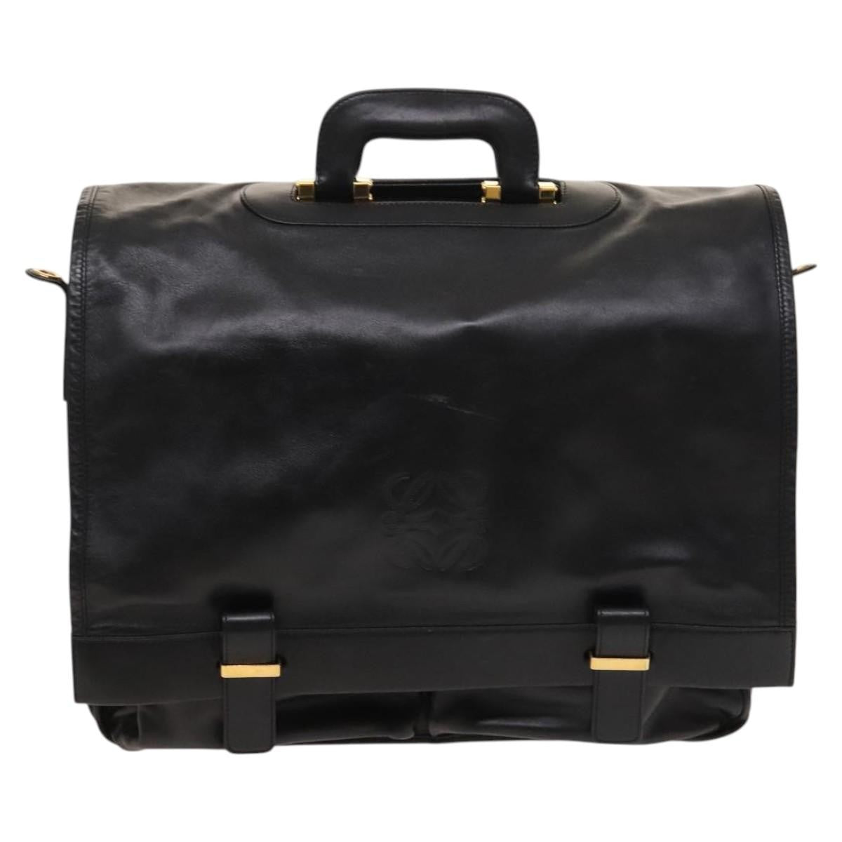 Loewe Anagram Business Leather Black Leather Briefcase Bag (Pre-Owned)