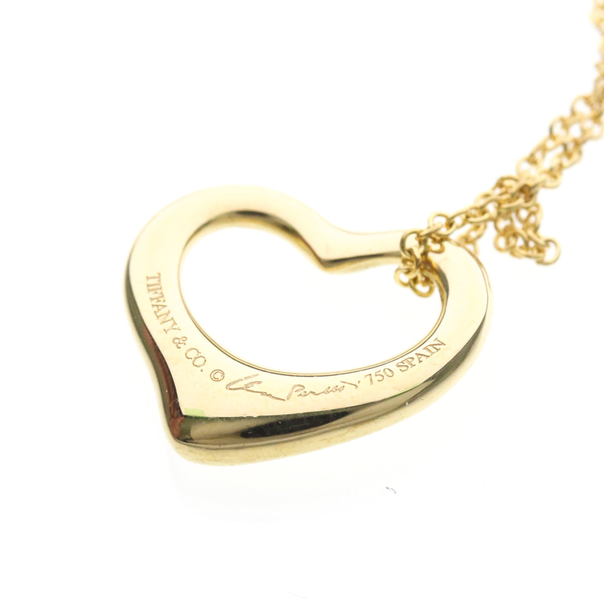 Tiffany & Co. Elsa Peretti Open Heart Pendant 18K Yellow Gold Gold Yellow_Gold Necklace Jewelry (Pre-Owned)