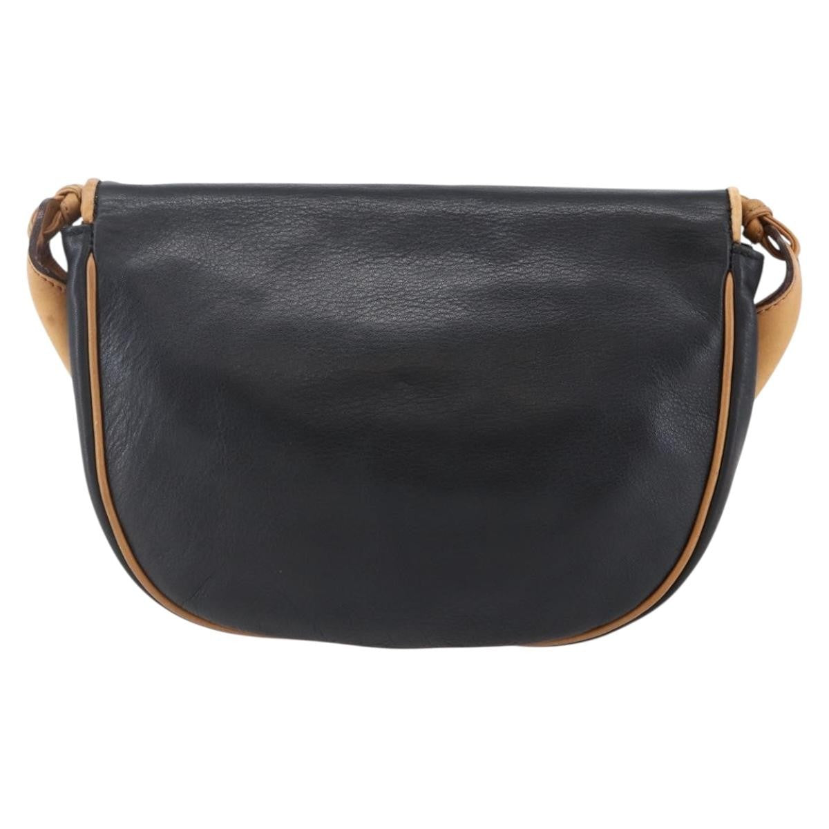 Celine Flap Shoulder Leather Black Leather Shoulder Bag Bag (Pre-Owned)