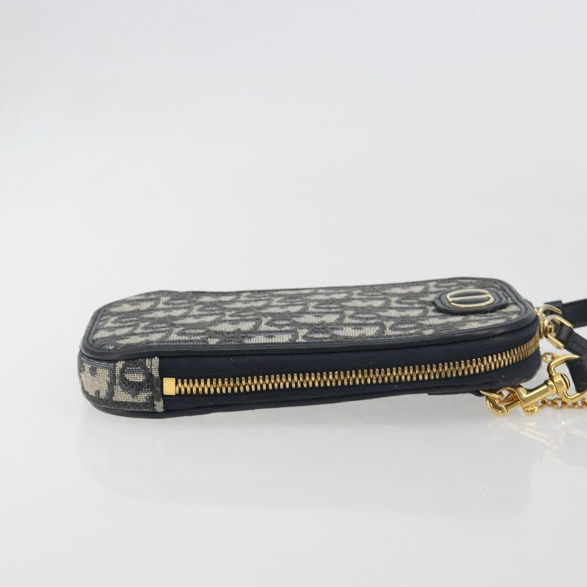 Christian Dior 30 Montaigne Phone Holder On Chain Oblique Canvas Navy Canvas Clutche & Pouche Bag (Pre-Owned)