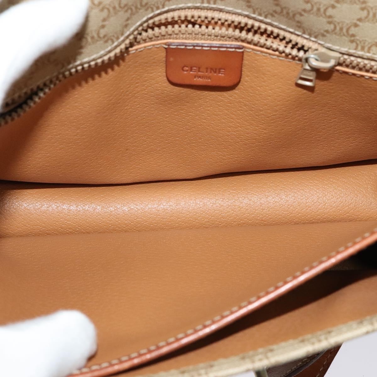 Celine Macadam Shoulder Pvc Leather Beige Canvas Bag (Pre-Owned)