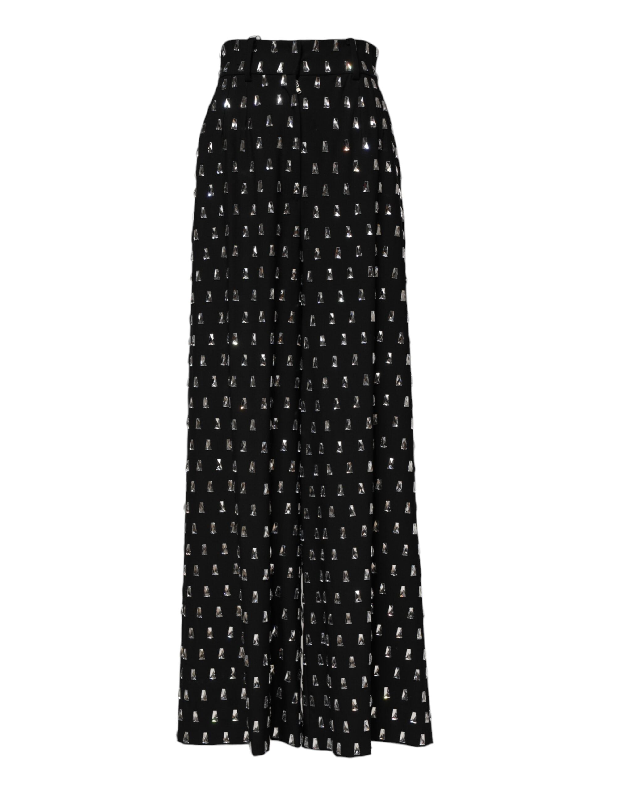 Dolce & Gabbana Black Crystal Embellished Wide Leg Women's Pants