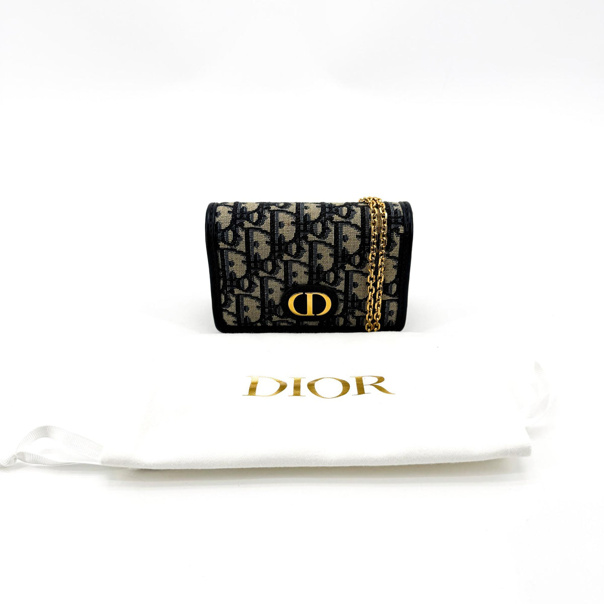 Christian Dior 30 Montaigne Nano Convertible Belt Oblique Canvas Navy Canvas Clutche & Pouche Bag (Pre-Owned)