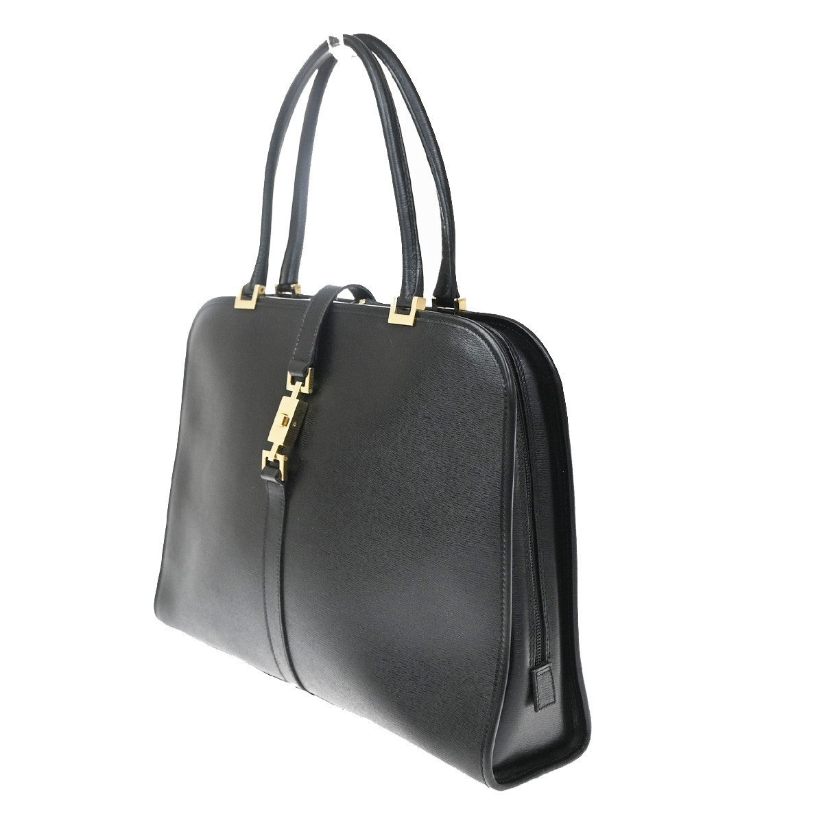 Gucci Jackie O Leather Black Leather Handbag (Pre-Owned)